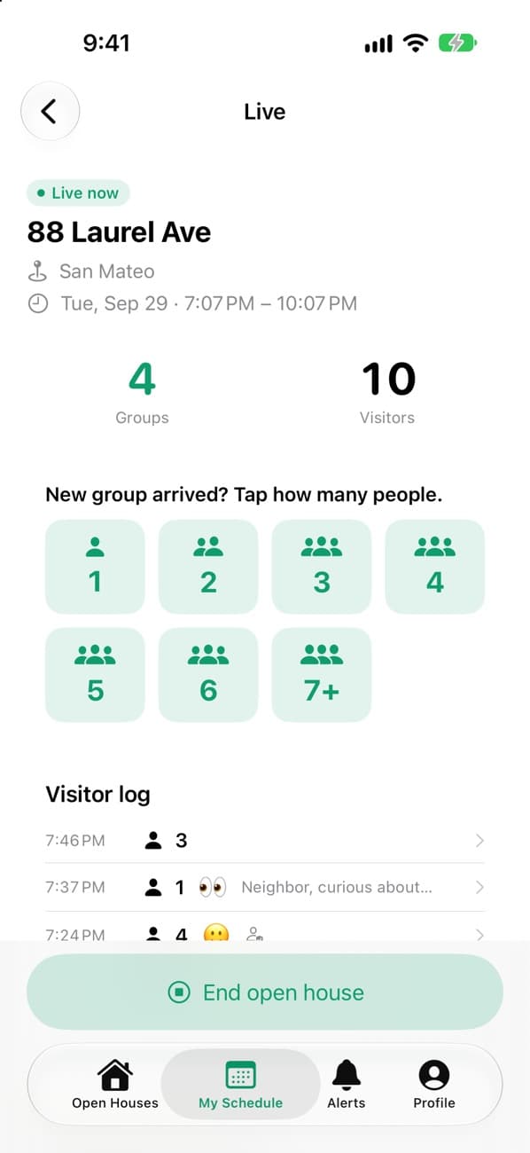 One-tap visitor count